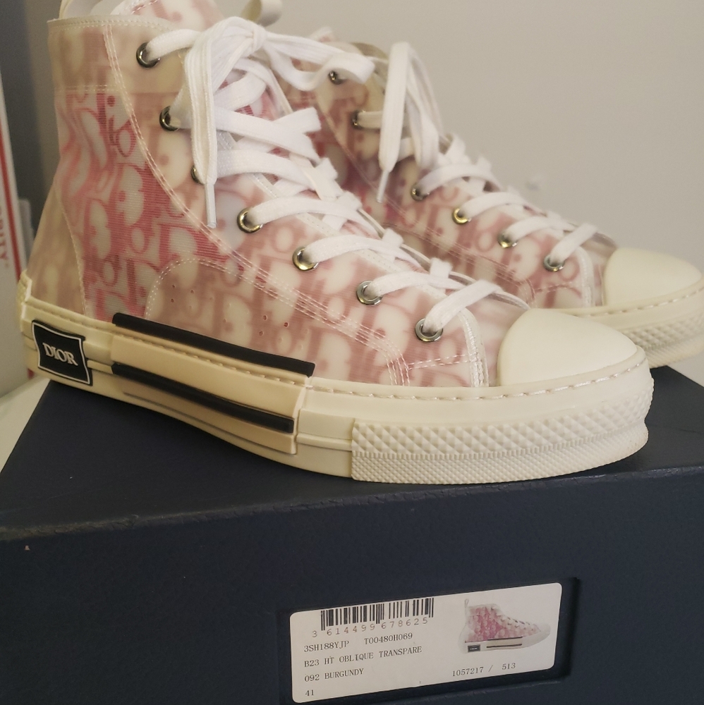 DIOR B23 High Top Sneakers Burgundy 092 US Woman's 11 EU 41